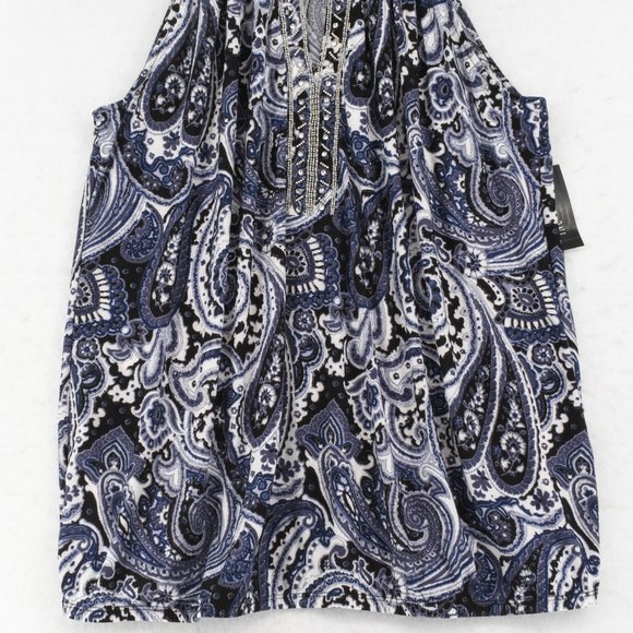 INC Printed Keyhole-Cutout Embellished Halter Top - Picture 4 of 6